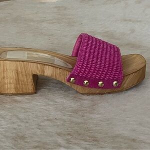 Dolce Vita Womens Oakley Raffia Fuscia Pink Mule  Size 7